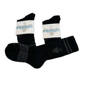 Bombas calf socks size small black honeycomb arch support stay up 3 pack new